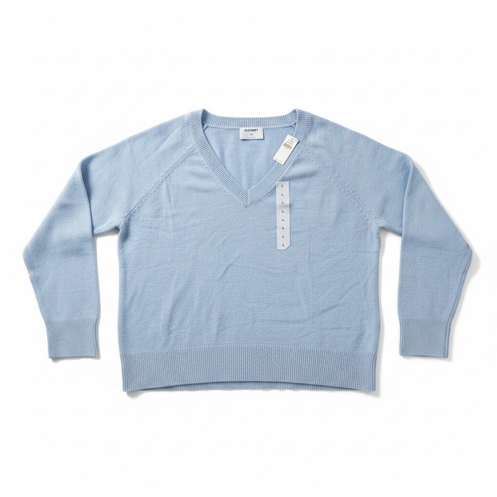 Old‎ Navy L Light Blue Womens V-Neck SoSoft Sweater Relaxed Cozy Casual